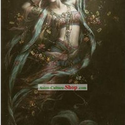 Rare Dunhuang Chinese Handicraft Embroidery Fresco-Tang Dynasty Dancer (Sold)