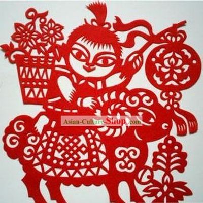 Chinese Paper Cuts Classics-Lucky Goat Child