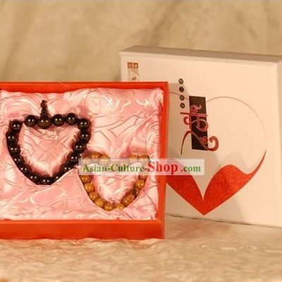 Chinese Carpenter Tan 100 Percent Natural Wooden Bracelets Gift Package for Lovers