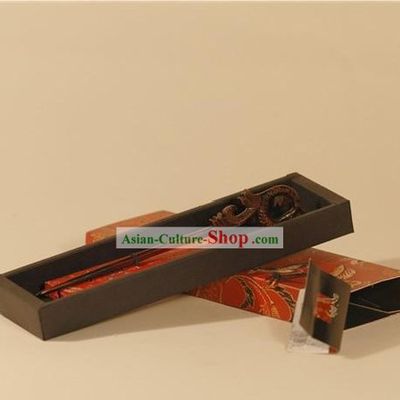 Chinese Carpenter Tan Ancient Style 100 Percent Hand Carved Wooden Butterfly Hairpin