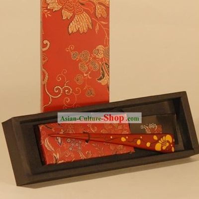 Chinese Carpenter Tan Ancient Style 100 Percent Natural Wood Lacquerwork Hairpin