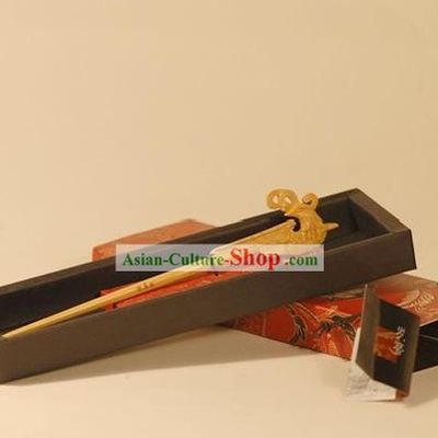 Chinese Carpenter Tan Ancient Style 100 Percent Natural Wood Phoenix Hairpin