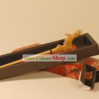 Chinese Carpenter Tan Mandarin 100 Percent Natural Wood Phoenix Hairpin