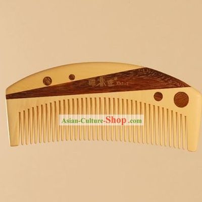 Chinese Carpenter Tan 100 Percent Hand Made and Carved Natural Wood Comb
