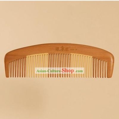 Chinese Carpenter Tan 100 Percent Hand Made and Carved Natural Wood Common Comb