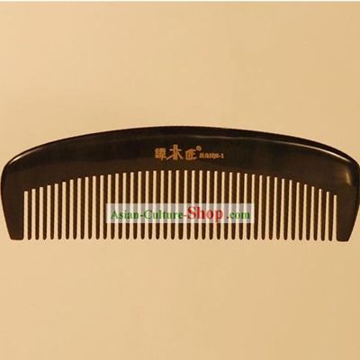 Chinese Carpenter Tan 100 Percent Hand Made and Carved Natural Black Horm Comb