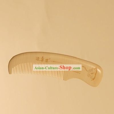Chinese Carpenter Tan 100 Percent Handicraft Natural Box Moon Comb