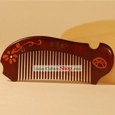 Chinese Carpenter Tan 100 Percent Handicraft Natural Flower Comb