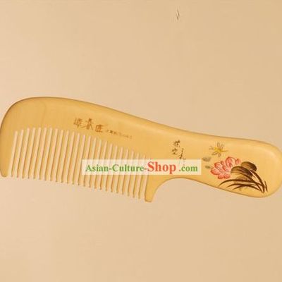 Chinese Carpenter Tan 100 Percent Hand Painted Natural Wood Comb