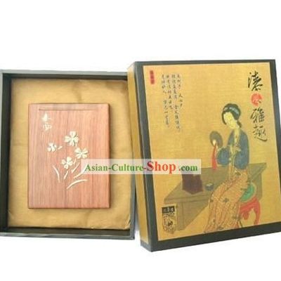 Chinese Carpenter Tan Coloured Drawing Lacquer Mirror-Wind of Spring