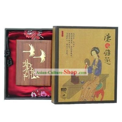 Chinese Carpenter Tan Coloured Drawing Lacquer Mirror-Flying Together
