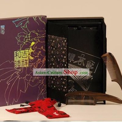 Chinese Carpenter Tan 100 Percent Natural Wooden Combs Gift Package