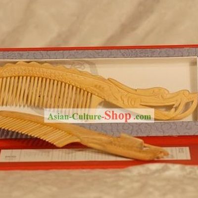 Chinese Carpenter Tan Hand Made Mirror and Comb Gift Set