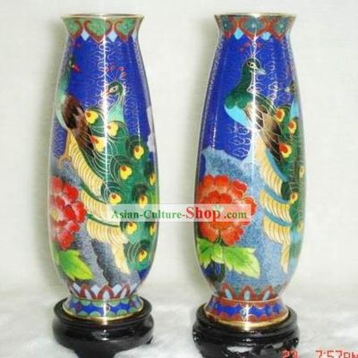 Chinese Cloisonne Vase-Peacock Beauty(Pair)