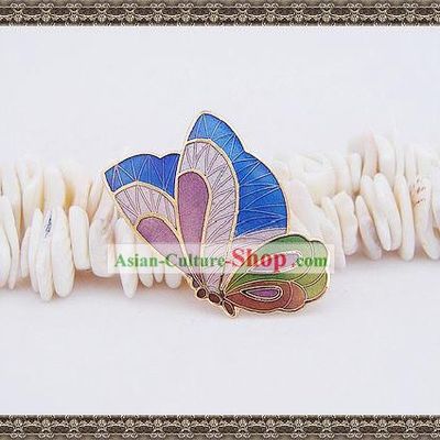 Chinese Butterfly Cloisonne Brooch