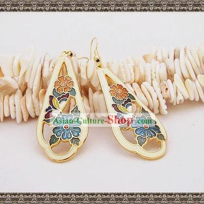 Chinese Ancient Mandarin Style Cloisonne Earrings-Memory