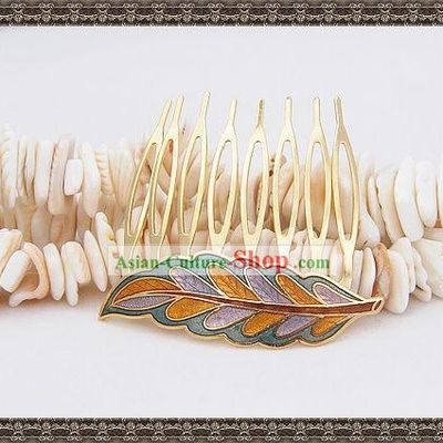 Chinese Ancient Mandarin Style Cloisonne Hairpin-Leaf