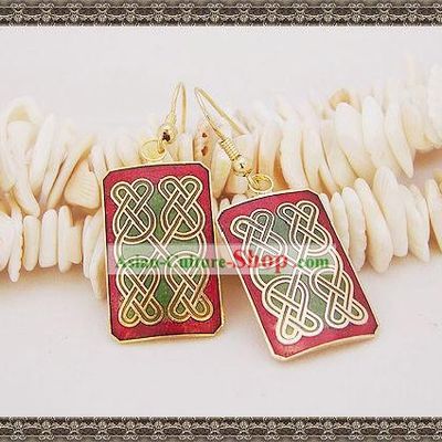 Chinese Classic Cloisonne Earrings-Knitting