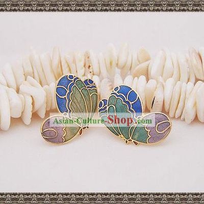 Chinese Classic Cloisonne Ear Studs-Butterfly Dream