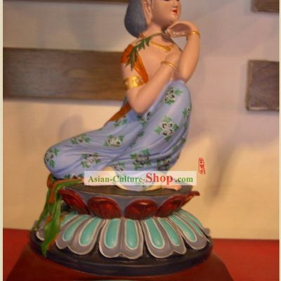 Chinese Dunhuang Hand Painted Sculpture Petrogram-Bodhisattva