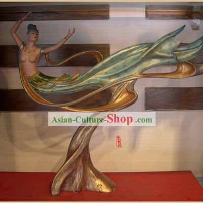 Chinese Dunhuang Painted Sculpture Petrogram Handicraft-Dancing Apsaras