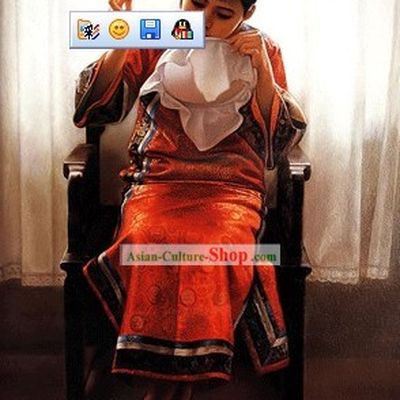 Chinese Oil Painting-Embroidery Woman