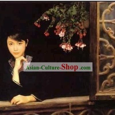 Chinese Wall Oil Paintings - Traditional Beauty in Black