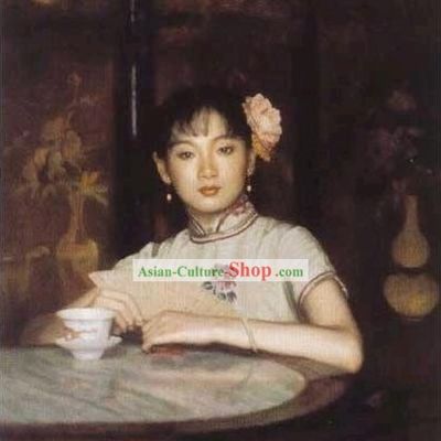 Chinese Oil Painting-Girl with Fan