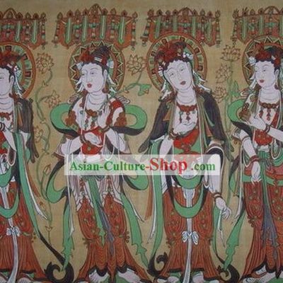 Chinese Dunhuang Fresto Painting-Buddha Travel
