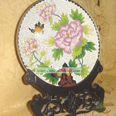 Chinese Butterfly and Peony Cloisonne Plate