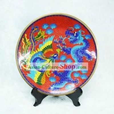 Dragon And Phoenix Cloisonne Plate