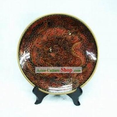 Chinese Ancient Style Dragon Pair Closionne Plate