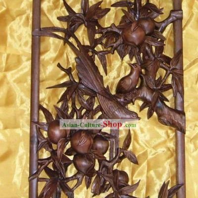 Chinese Palace Hand Carved Wooden Wall Hanging-Riches and Honor, Safe and Sound