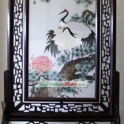 Chinese Double-sided Embroidery Handicraft-Pine and Crane