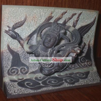 Chinese Dunhuang Hand Carved Flying Fairy (Fei Tian) Fresco