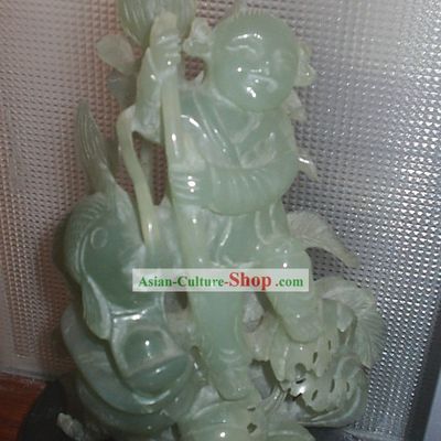 Chinese Classical Exquisite Hand Carved Jade Craft-Harving Year