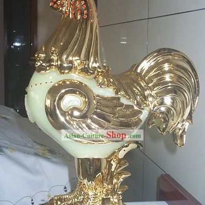 Chinese Jade Diamond Lucky Chicken Handicraft Article