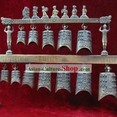 Archaize 15" Length Chinese Musical Instrument - 16 Bells Set Bian Zhong