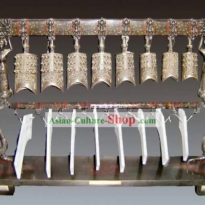 Archaize 32" Length Chinese Musical Instrument - 16 Bells Set Bian Zhong