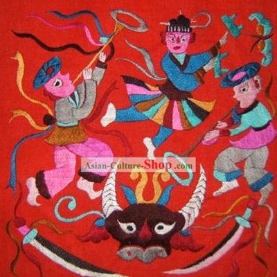 Chinese Miao Minority Silk Thread Hand Embroidery Art-Celebrating Harvest