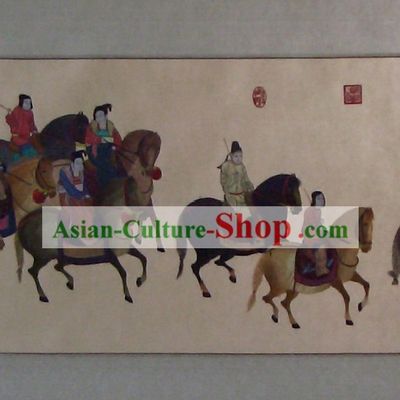 Chinese Classic Hand Embroidered Silk Painting-The Outing of Lady Guo Guo