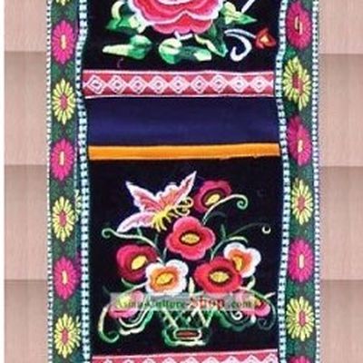 Chinese Large Miao Minority Silk Thread Hand Embroidery Convenient Bags Hanging