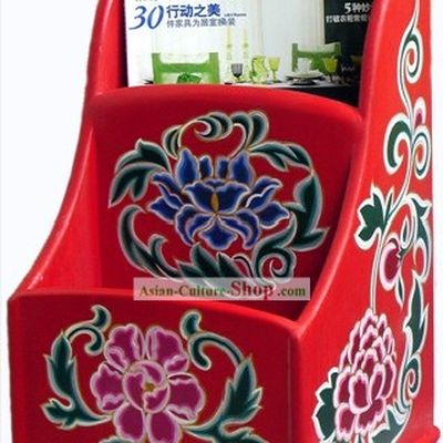 Chinese Coloured Painting Book (Newspaper) Box Cabinet
