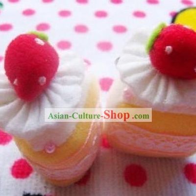 Cute Hand Made Velvet Pendant Strawberry Cake