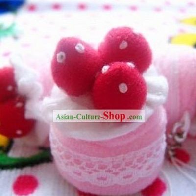 Cute Hand Made Velvet Pendant Strawberry Cake 2