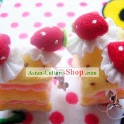 Cute Hand Made Velvet Pendant Strawberry Cake 1