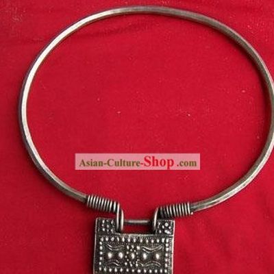 China Miao Tribe Silver Lock Necklace