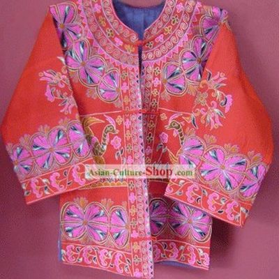 Chinese Stunning Miao Minority Silk Thread Hand Embroidery Dress