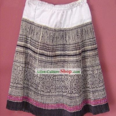 Stunning Miao Minority Silk Thread Hand Embroidery Skirt for Woman