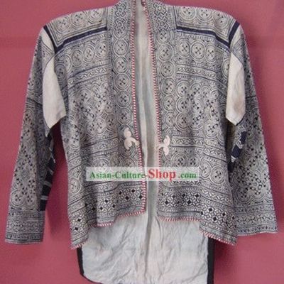 Stunning Miao Minority Silk Thread Hand Embroidery Batik Jacket for Man